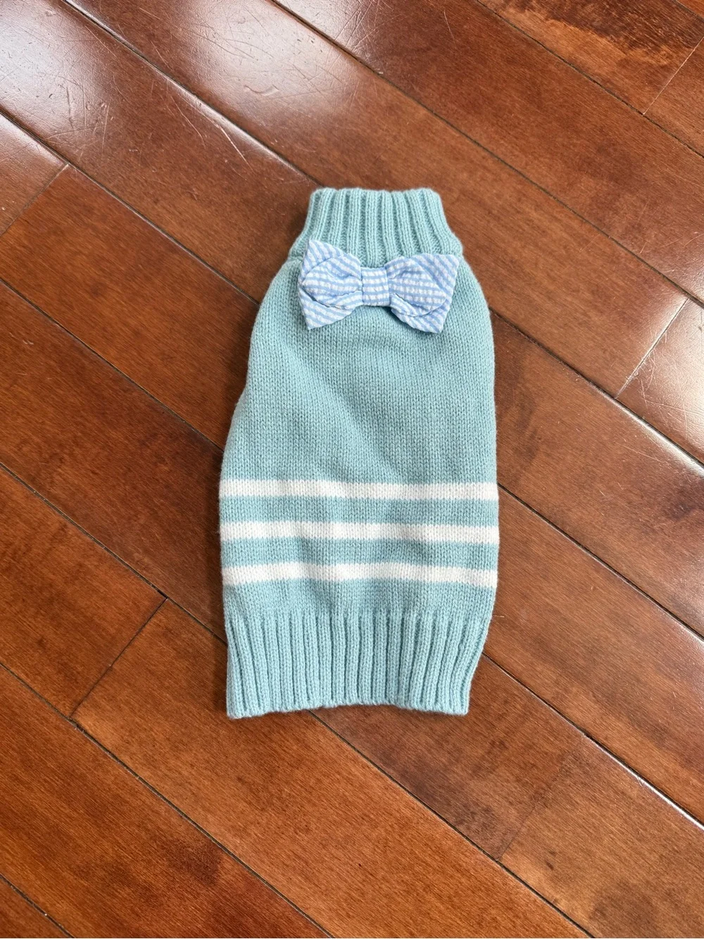 Bone & Co. Dog Light Blue Knit Bow Tie Sweater, size XS